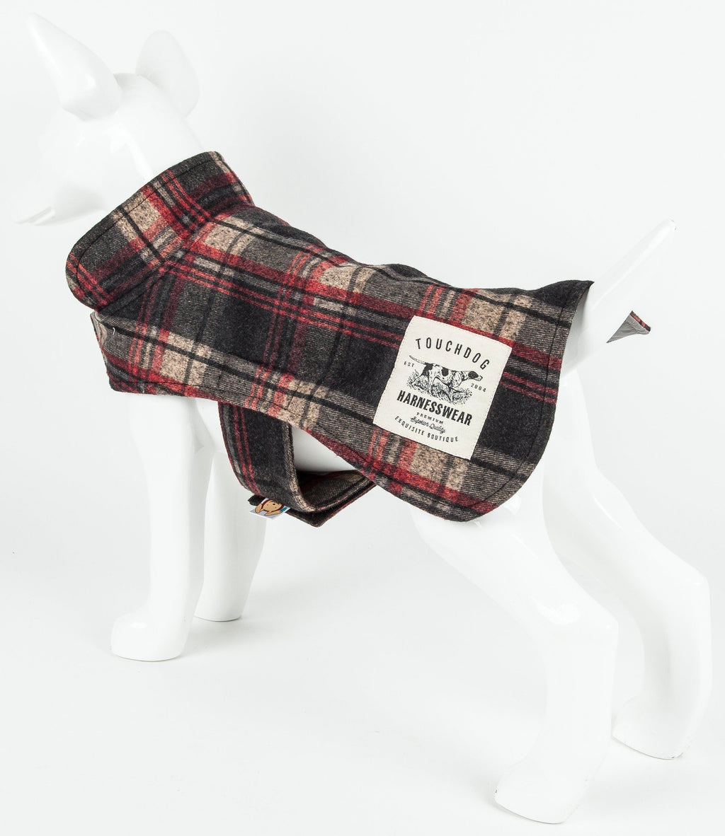 Touchdog ® 2-In-1 Tartan Plaid Dog Jacket and Matching Reversible Dog Mat