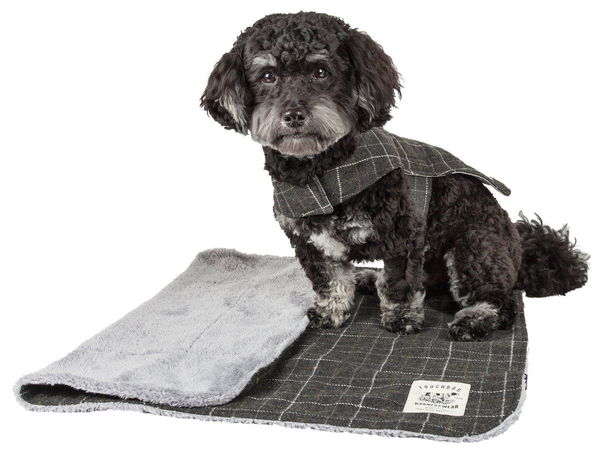 Touchdog ® 2-In-1 Windowpane Plaid Dog Jacket and Matching Reversible Dog Mat